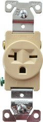 Cooper Wiring Devices - 250 VAC, 20 Amp, 6-20R NEMA Configuration, Ivory, Industrial Grade, Self Grounding Single Receptacle - 1 Phase, 2 Poles, 3 Wire, Flush Mount, Chemical, Heat and Impact Resistant - Exact Tooling