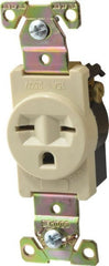 Cooper Wiring Devices - 250 VAC, 15 Amp, 6-15R NEMA Configuration, Ivory, Industrial Grade, Self Grounding Single Receptacle - 1 Phase, 2 Poles, 3 Wire, Flush Mount, Chemical, Heat and Impact Resistant - Exact Tooling