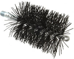 Schaefer Brush - 5" Brush Length, 3-1/2" Diam, Nylon Single Stem, Single Spiral Tube Brush - 7-1/4" Long, Nylon, 1/4" NPSM Male Connection - Exact Tooling