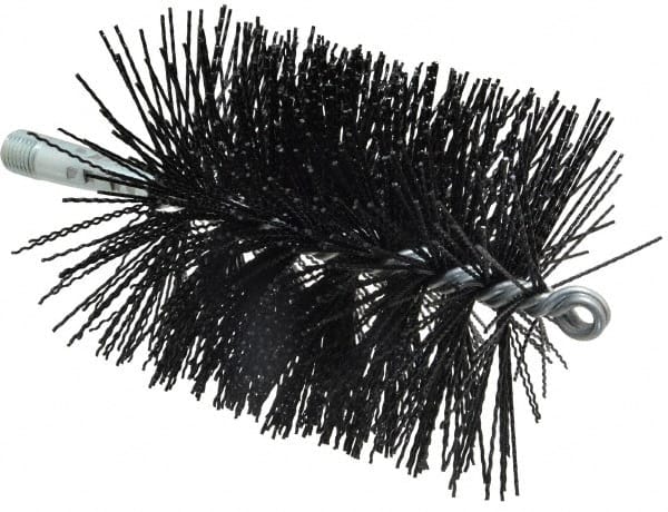 Schaefer Brush - 5" Brush Length, 4" Diam, Nylon Single Stem, Single Spiral Tube Brush - 7-1/4" Long, Nylon, 1/4" NPSM Male Connection - Exact Tooling