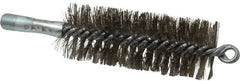 Schaefer Brush - 4-1/2" Brush Length, 1-3/4" Diam, Double Stem, Double Spiral Tube Brush - 7-1/4" Long, Stainless Steel, 1/4" NPSM Male Connection - Exact Tooling