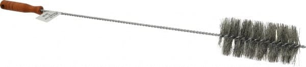 Schaefer Brush - 3" Diam, 6" Bristle Length, Boiler & Furnace Fiber Brush - Standard Wood Handle, 27" OAL - Exact Tooling
