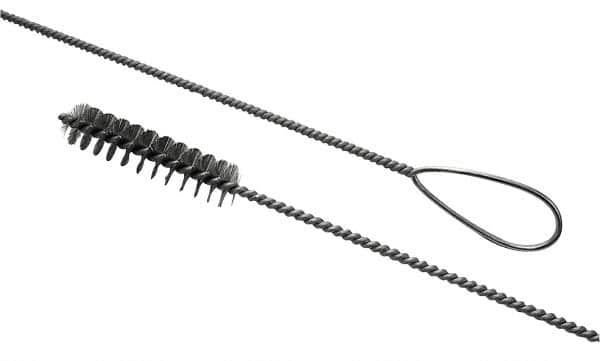 Schaefer Brush - 1/2" Diam, 4" Bristle Length, Boiler & Furnace Stainless Steel Brush - Wire Loop Handle, 42" OAL - Exact Tooling
