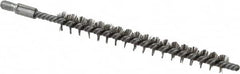 Schaefer Brush - 3" Brush Length, 5/16" Diam, Double Stem, Single Spiral Tube Brush - 4-1/2" Long, Stainless Steel, 8-32 Male Connection - Exact Tooling