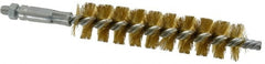 Schaefer Brush - 4" Brush Length, 7/8" Diam, Double Stem, Single Spiral Tube Brush - 6-1/4" Long, Brass, 1/4-28 Male Connection - Exact Tooling