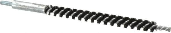 Schaefer Brush - 4" Brush Length, 3/8" Diam, Nylon Single Stem, Single Spiral Condenser Tube Brush - 6-1/4" Long, Nylon, 8-32 Male Connection - Exact Tooling