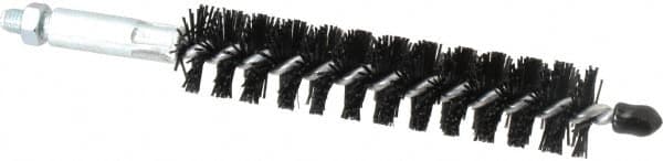 Schaefer Brush - 4" Brush Length, 13/16" Diam, Nylon Single Stem, Single Spiral Condenser Tube Brush - 6-1/4" Long, Nylon, 1/4-28 Male Connection - Exact Tooling