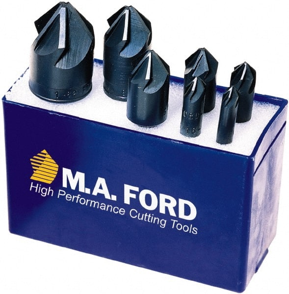 M.A. Ford - 7 Piece, 1/4 to 1" Head Diam, 120° Included Angle, Single End Countersink Set - Exact Tooling