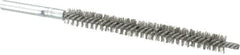 Schaefer Brush - 3" Brush Length, 5/16" Diam, Double Stem, Double Spiral Tube Brush - 4-3/4" Long, Stainless Steel, 8-32 Female Connection - Exact Tooling