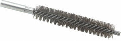 Schaefer Brush - 4" Brush Length, 13/16" Diam, Double Stem, Double Spiral Tube Brush - 6" Long, Stainless Steel, 12-24 Female Connection - Exact Tooling