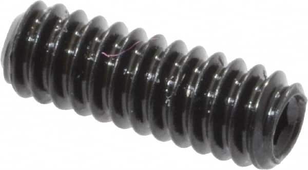 Made in USA - #2-56 UNC, 1/4" Length Under Head, Cup Point Set Screw - Grade 8 Alloy Steel, 0.035" Key - Exact Tooling