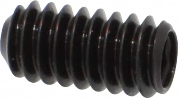 Made in USA - 1/4-20 UNC, 1/2" Length Under Head, Cup Point Set Screw - Grade 8 Alloy Steel, 1/8" Key - Exact Tooling