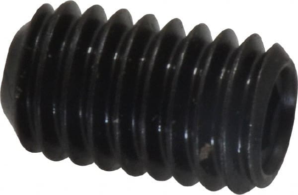 Made in USA - 3/8-16 UNC, 5/8" Length Under Head, Cup Point Set Screw - Grade 8 Alloy Steel, 3/16" Key - Exact Tooling