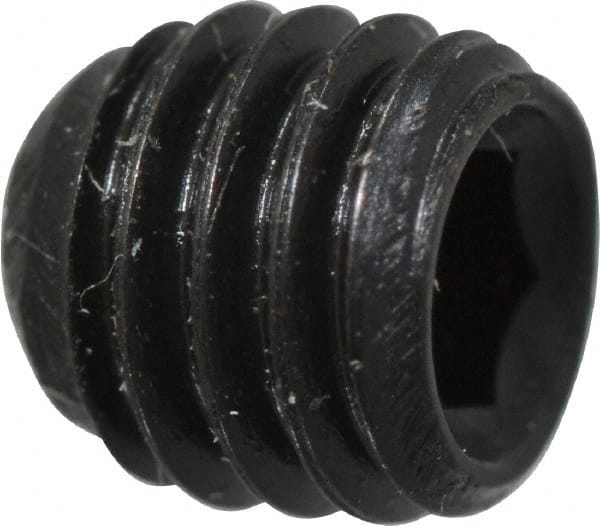 Made in USA - #10-32 UNF, 3/16" Length Under Head, Cup Point Set Screw - Grade 8 Alloy Steel, 3/32" Key - Exact Tooling