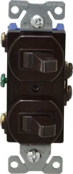 Cooper Wiring Devices - 1 Pole, 120/277 VAC, 15 Amp, Flush Mounted, Duplex Switch - NonNEMA Configuration, 2 Switch, Back Side Wiring, cULus Listed, NOM 426, RoHS Compliant Standard - Exact Tooling