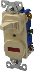 Cooper Wiring Devices - 2 Pole, 120 VAC, 15 Amp, Flush Mounted, Combination Switch with Pilot Light - 7-50 Configuration, 1 Switch, Back Side Wiring, cULus Listed, RoHS Compliant Standard - Exact Tooling