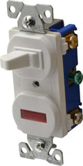 Cooper Wiring Devices - 1 Pole, 120 VAC, 15 Amp, Flush Mounted, Combination Switch with Pilot Light - NonNEMA Configuration, 1 Switch, Back Side Wiring, cULus Listed, RoHS Compliant Standard - Exact Tooling
