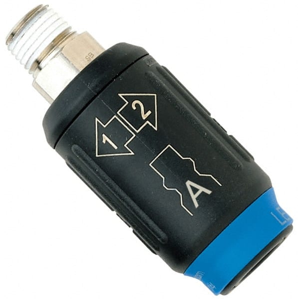 Legris - 3/8 Male NPT Pneumatic Hose Safety Coupler - 3/8" ID, Fiber Glass, Industrial Interchange, 3/8" Body Diam - Exact Tooling