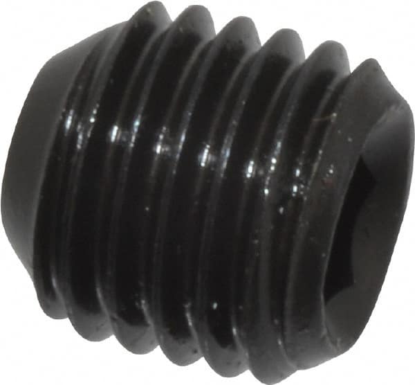 Made in USA - 5/16-24 UNF, 5/16" Length Under Head, Cup Point Set Screw - Grade 8 Alloy Steel, 5/32" Key - Exact Tooling