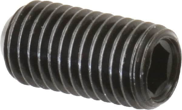 Made in USA - 5/16-24 UNF, 5/8" Length Under Head, Cup Point Set Screw - Grade 8 Alloy Steel, 5/32" Key - Exact Tooling