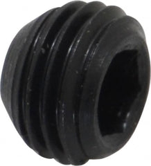 Made in USA - 3/8-24 UNF, 1/4" Length Under Head, Cup Point Set Screw - Grade 8 Alloy Steel, 3/16" Key - Exact Tooling