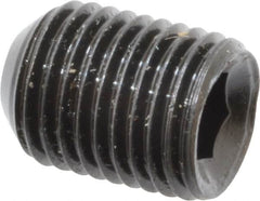 Made in USA - 3/8-24 UNF, 1/2" Length Under Head, Cup Point Set Screw - Grade 8 Alloy Steel, 3/16" Key - Exact Tooling