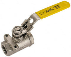Apollo - 3/8" Pipe, Standard Port, Stainless Steel Standard Ball Valve - 2 Piece, NPT Ends, Locking Lever Handle, 600 WOG, 150 WSP - Exact Tooling