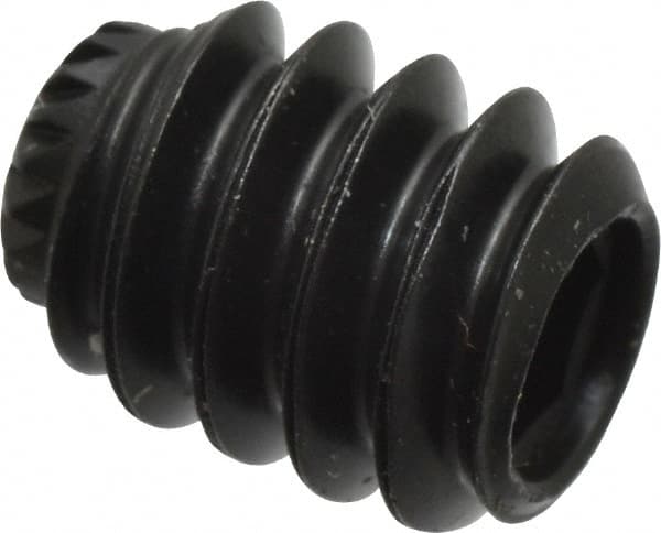 Made in USA - #10-24 UNC, 1/4" Length Under Head, Knurled Cup Point Set Screw - Grade 8 Alloy Steel, 3/32" Key - Exact Tooling