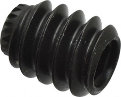 Made in USA - #10-24 UNC, 1/4" Length Under Head, Knurled Cup Point Set Screw - Grade 8 Alloy Steel, 3/32" Key - Exact Tooling