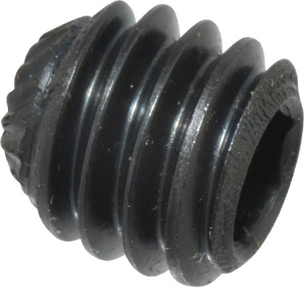 Made in USA - 5/16-18 UNC, 5/16" Length Under Head, Knurled Cup Point Set Screw - Grade 8 Alloy Steel, 5/32" Key - Exact Tooling