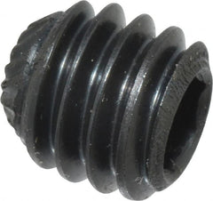 Made in USA - 5/16-18 UNC, 5/16" Length Under Head, Knurled Cup Point Set Screw - Grade 8 Alloy Steel, 5/32" Key - Exact Tooling