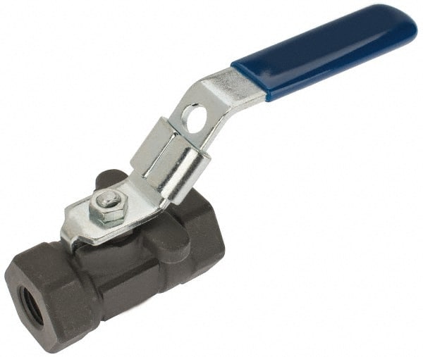 NIBCO - 1/4" Pipe, Reduced Port, Carbon Steel Standard Ball Valve - 1 Piece, Inline - One Way Flow, FNPT x FNPT Ends, Locking Lever Handle, 2,000 WOG - Exact Tooling