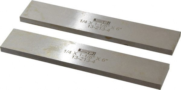 SPI - 6" Long x 1-1/8" High x 1/4" Thick, Steel Parallel - 0.0003" & 0.002" Parallelism, Sold as Matched Pair - Exact Tooling