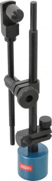 SPI - 50 Lb Magnetic Force, Fine Adjustment Indicator Positioner & Holder - Post & Clamp, 1-1/4" Base Height, 1-1/4" Base Length, 1-1/4" Base Width - Exact Tooling
