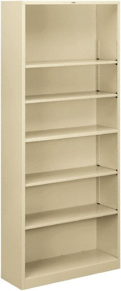 Hon - 6 Shelf, 81-1/8" High x 34-1/2" Wide Bookcase - 12-5/8" Deep, Steel, Putty - Exact Tooling