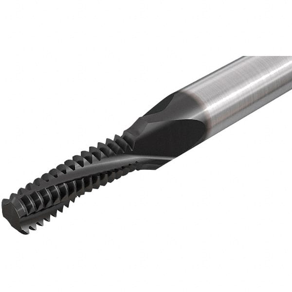 Iscar - M8x1.25 ISO, 1/4" Cutting Diam, 3 Flute, Solid Carbide Helical Flute Thread Mill - Internal Thread, 0.76" LOC, 2-1/2" OAL, 1/4" Shank Diam - Exact Tooling