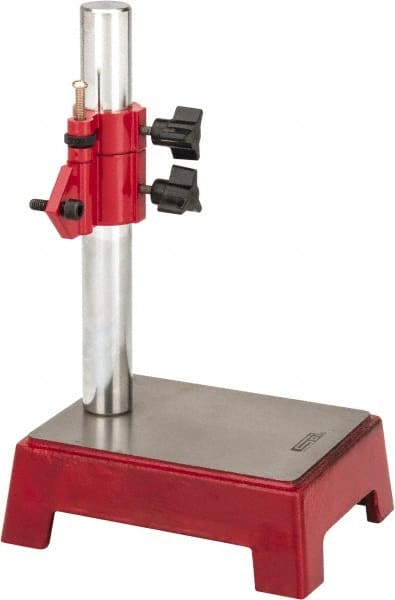 SPI - Cast Iron (Base), Rectangular Base, Comparator Gage Stand - 8" High, 5-1/2" Base Length x 4-11/32" Base Width x 2" Base Height, Includes Holder - Exact Tooling