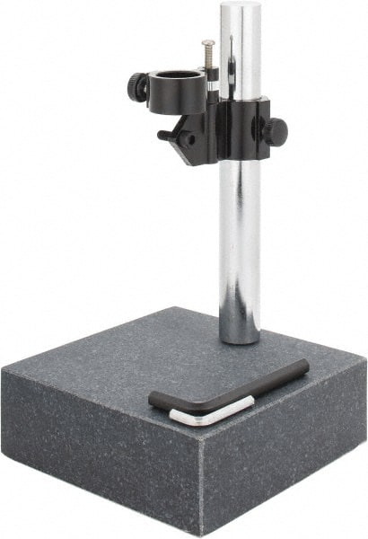 SPI - Granite, Rectangular Base, Comparator Gage Stand - 8" High, 6" Base Length x 6" Base Width x 2" Base Height, Includes Holder - Exact Tooling
