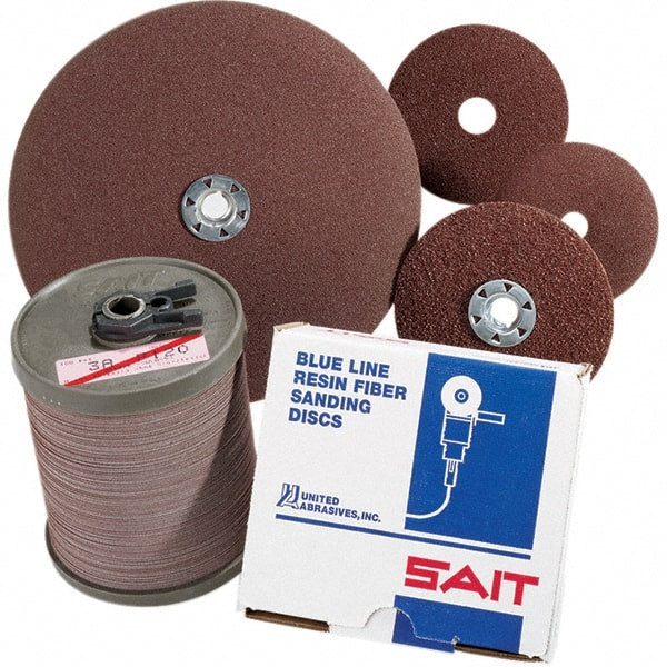 Sait - 4-1/2" Diam 7/8" Hole 60 Grit Fiber Disc - Medium Grade, Aluminum Oxide, 11,000 Max RPM, Series 2A - Exact Tooling