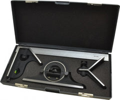 SPI - 4 Piece, 12" Combination Square Set - 1/32 & 1/64" (English/Metric) Graduation, Hardened Steel Blade, Cast Iron Center, Protractor & Square Head - Exact Tooling