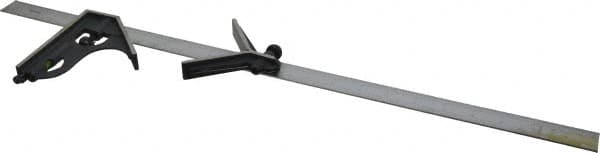 SPI - 3 Piece, 24" Combination Square Set - 1/100, 1/32, 1/50 & 1/64" (16R) Graduation, Hardened Steel Blade, Cast Iron Center & Square Head - Exact Tooling
