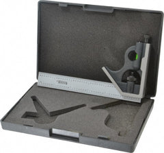 SPI - 2 Piece, 6" Combination Square Set - 1/16, 1/32, 1/64 & 1/8" (4R) Graduation, Hardened Steel Blade, Cast Iron Square Head - Exact Tooling