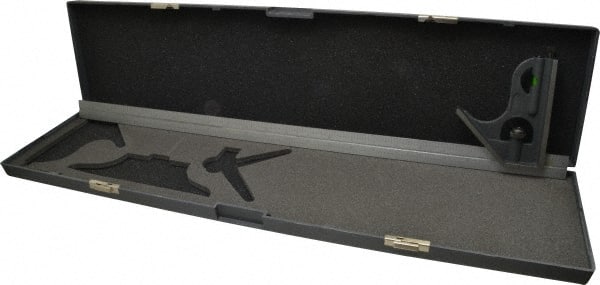 SPI - 2 Piece, 24" Combination Square Set - 1/16, 1/32, 1/64 & 1/8" (4R) Graduation, Hardened Steel Blade, Cast Iron Square Head - Exact Tooling