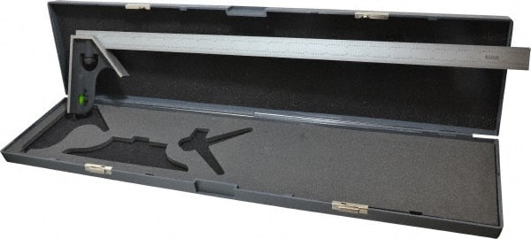 SPI - 2 Piece, 24" Combination Square Set - 1/32 & 1/64" (English/Metric) Graduation, Hardened Steel Blade, Cast Iron Square Head - Exact Tooling