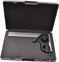 SPI - 2 Piece, 6" Combination Square Set - 1/100, 1/32, 1/50 & 1/64" (16R) Graduation, Hardened Steel Blade, Cast Iron Square Head - Exact Tooling