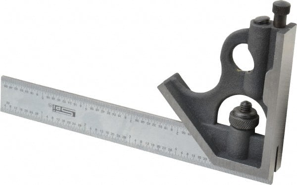 SPI - 2 Piece, 6" Combination Square Set - 1/32 & 1/64" (English/Metric) Graduation, Hardened Steel Blade, Cast Iron Square Head - Exact Tooling