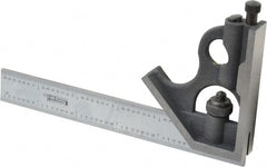 SPI - 2 Piece, 6" Combination Square Set - 1/32 & 1/64" (English/Metric) Graduation, Hardened Steel Blade, Cast Iron Square Head - Exact Tooling
