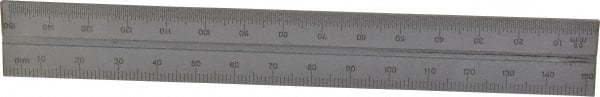 SPI - 6 Inch Long Blade, English and Metric Graduation Combination Square Blade - Baked Enamel Coated, 1/64 and 1/32 Inch Graduation, 0.5 and 1mm Graduation - Exact Tooling