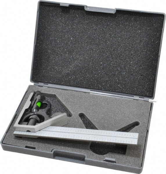 SPI - 2 Piece, 6" Combination Square Set - 1/16, 1/32, 1/64 & 1/8" (4R) Graduation, Hardened Steel Blade, Hardened Steel Square Head - Exact Tooling