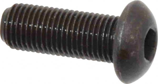 Made in USA - 3/8-24 UNF Hex Socket Drive, Button Screw - Alloy Steel, Black Oxide Finish, Fully Threaded, 1" Length Under Head - Exact Tooling